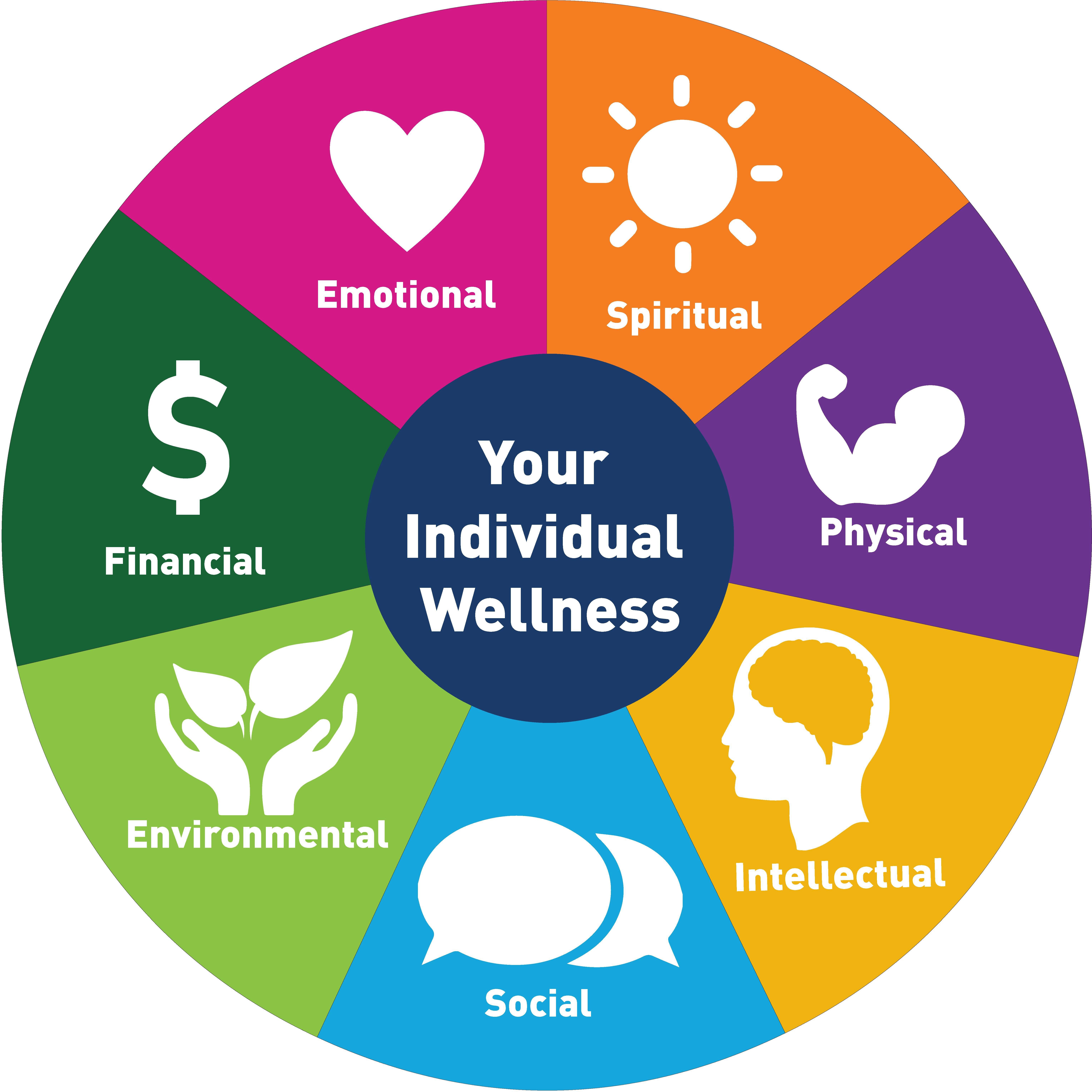 Wellness Wheel picture stating different wellness area interests